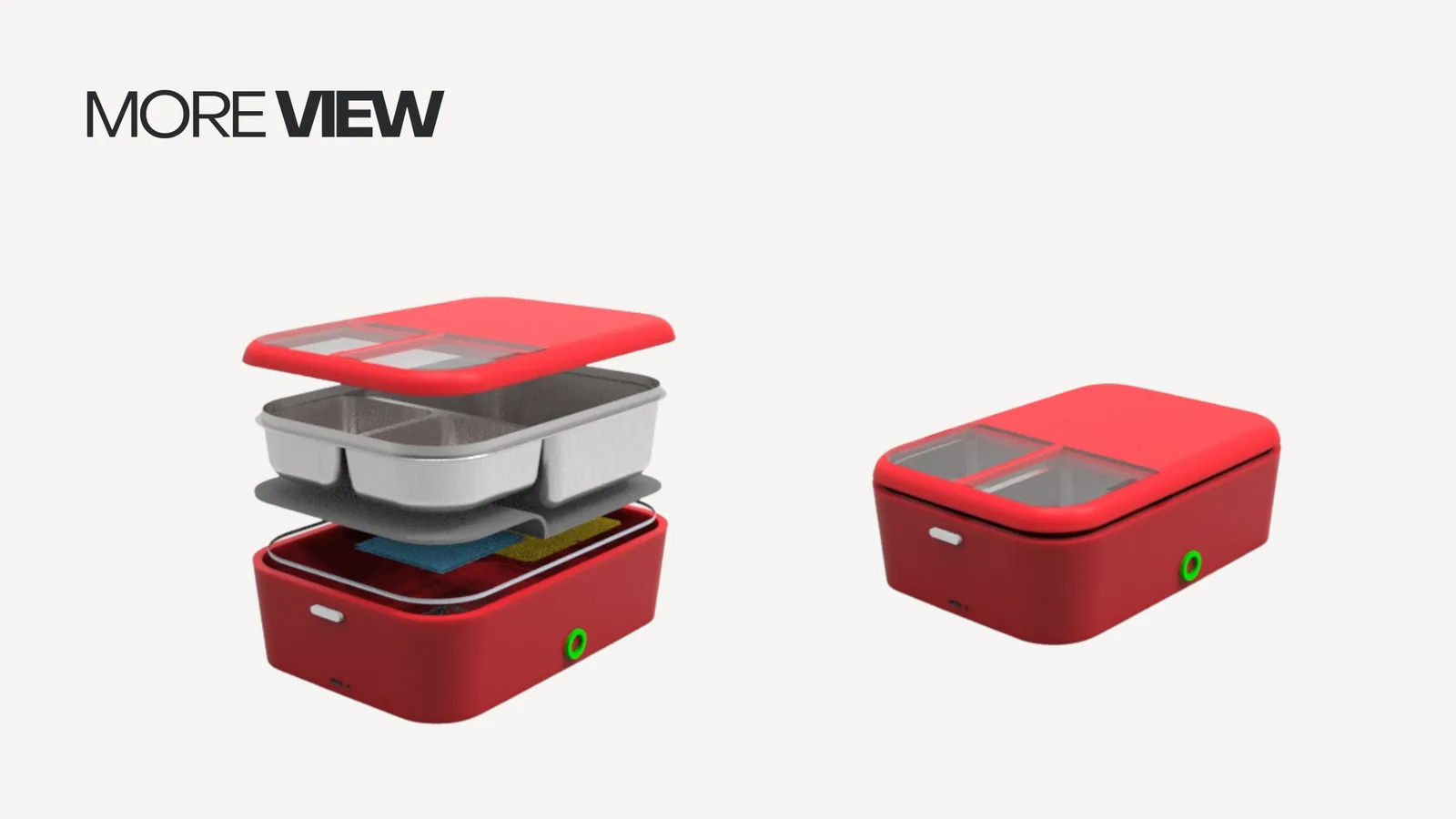 Renders of the lunch box closed and exploded