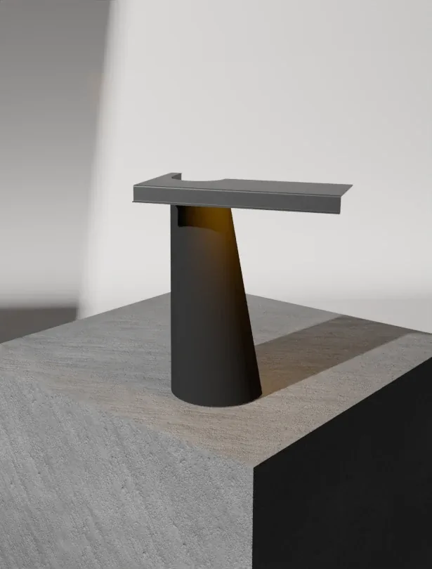 Primitive Lamp: A steel lamp I cut, bent and finished by hand.