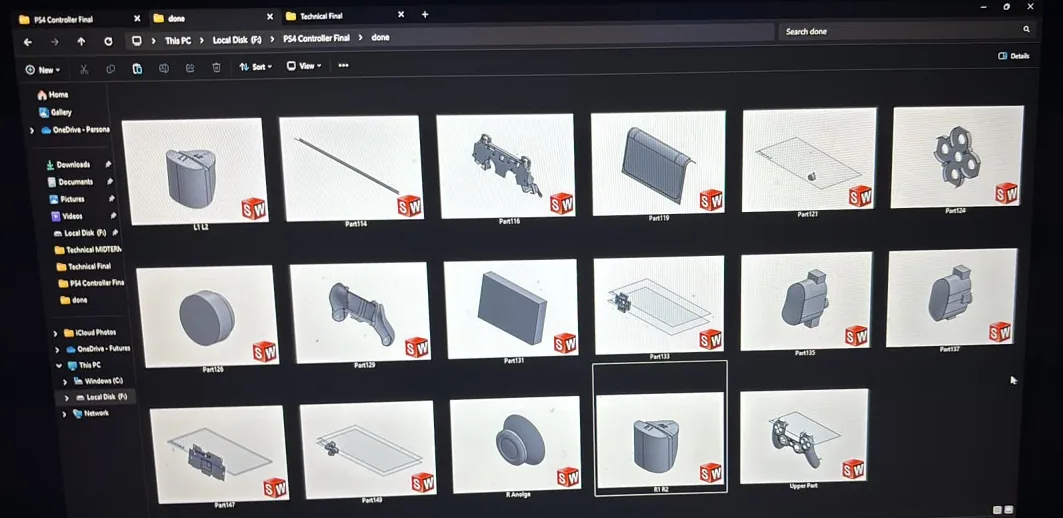 Folder of SolidWorks part files for the controller