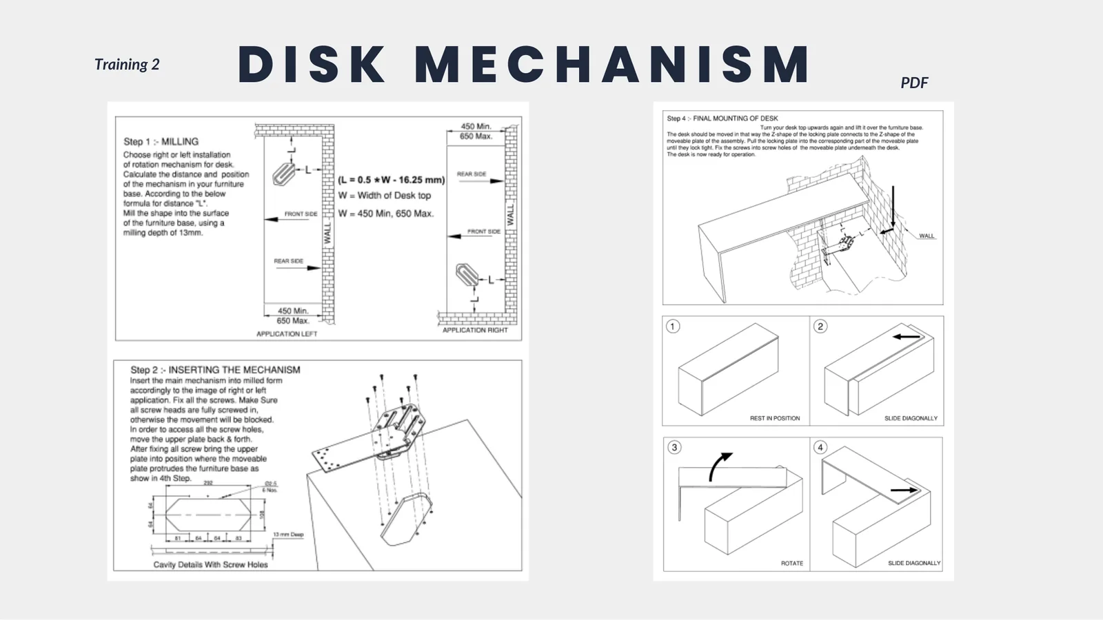 Fitting instructions for the mechanism