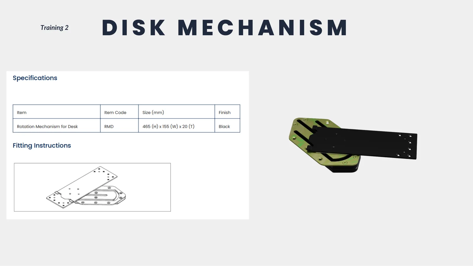 Specifications of the disk rotation mechanism