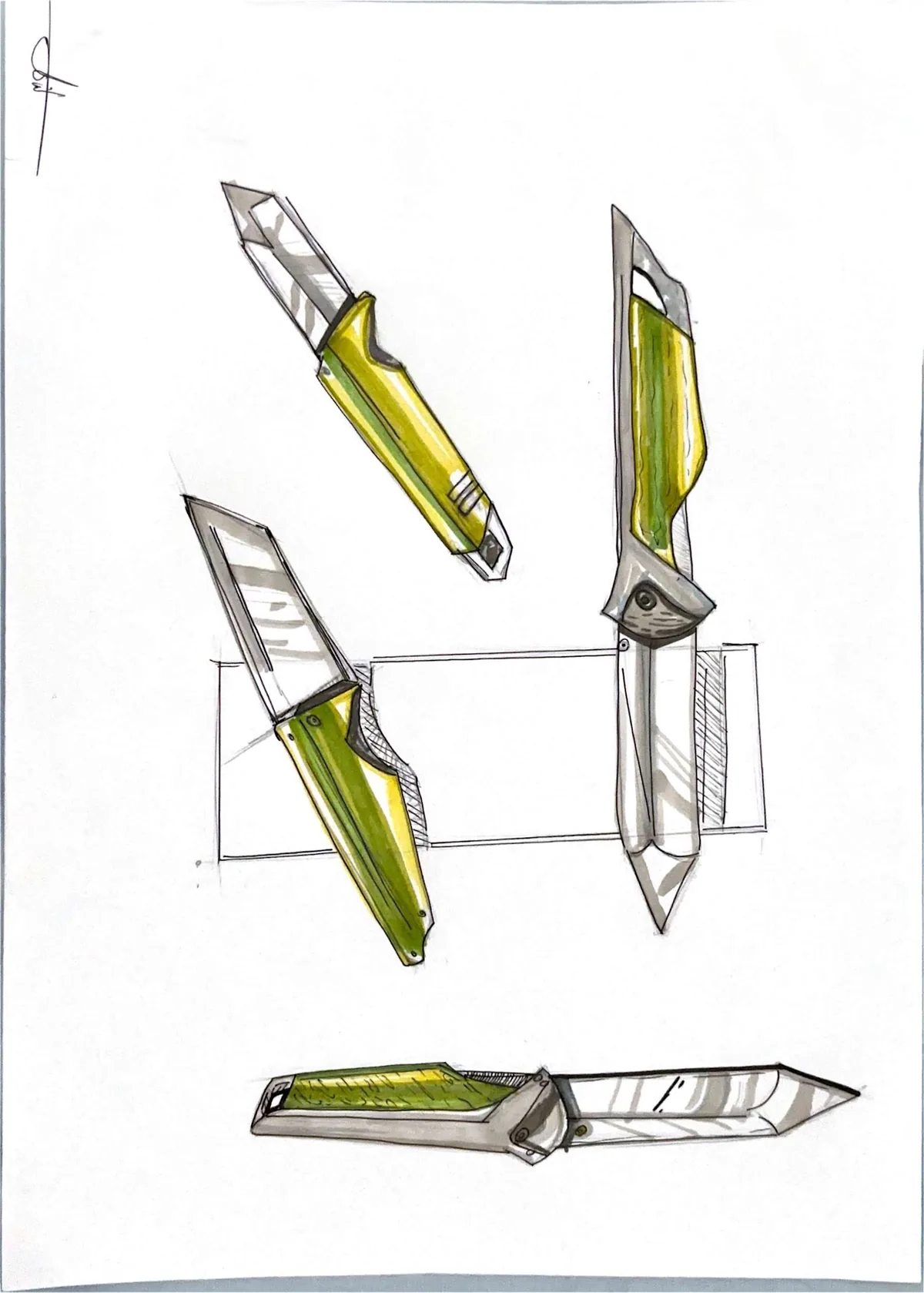 Marker render of volt yellow utility knives